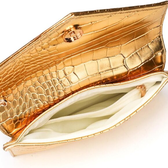Gold Envelope Handbag for Elegant Nights - Lightweight & Practical Evening Use - Picture 6 of 8